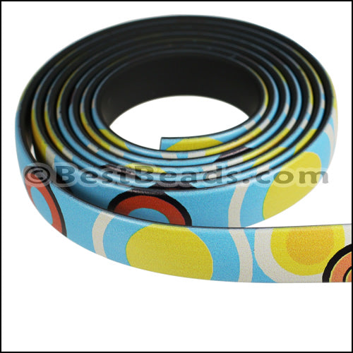 10mm flat FANTASY band LARGE CIRCLES MULTI - 1 meter