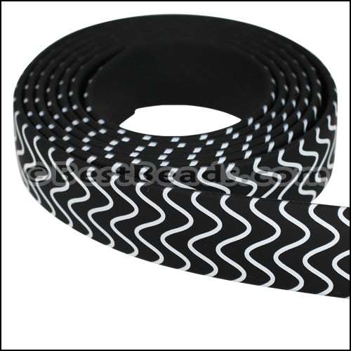 15mm Flat FANTASY band B&W WAVES - 1 meter