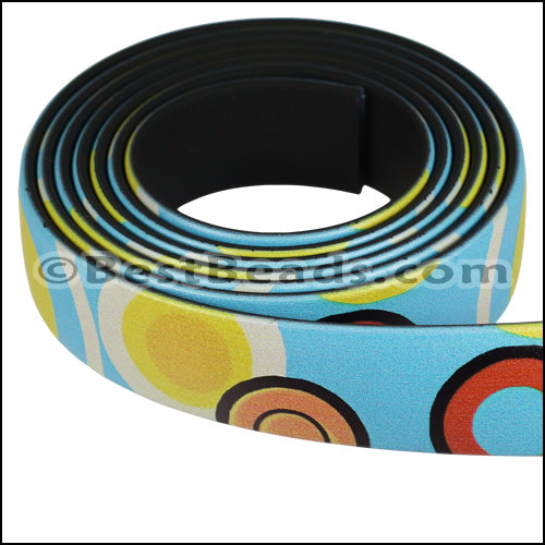 15mm flat FANTASY band LARGE CIRCLES MULTI - 1 meter