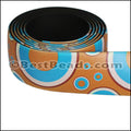 25mm flat FANTASY band TURQ & BROWN CIRCLES - 1 meter