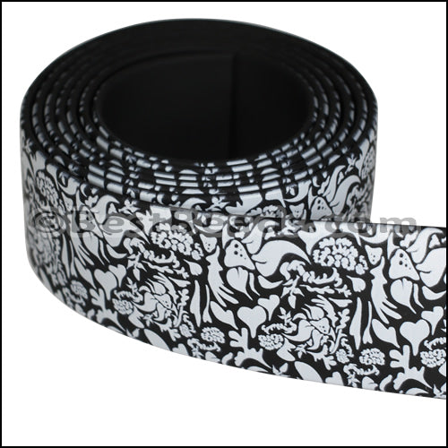 25mm Flat FANTASY band B&W FLORAL - 1 meter