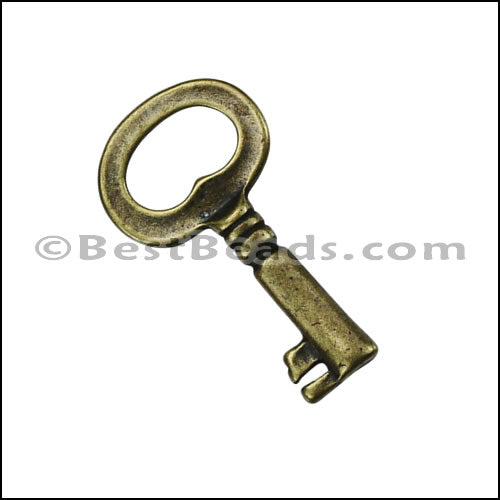 Pewter Key Charm 26 ANTIQUE BRASS - piece