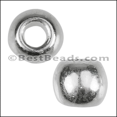 2mm round CLASSIC 6mm bead BRIGHT SILVER - 10 pcs