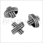 4mm round KNOT bead ANT SILVER - 10 pcs
