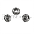 4mm round STUDDED bead ANT SILVER - 10 pcs