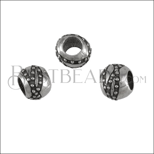 4mm round STUDDED bead ANT SILVER - 10 pcs