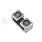 10mm flat DOUBLE SETTING spacer ANT SILVER - 10 pcs - Blank (no stone)