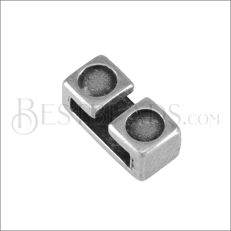 10mm flat DOUBLE SETTING spacer ANT SILVER - 10 pcs - Blank (no stone)