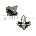 3mm flat FLEUR DE LIS slider ANT SILVER - 10 pcs