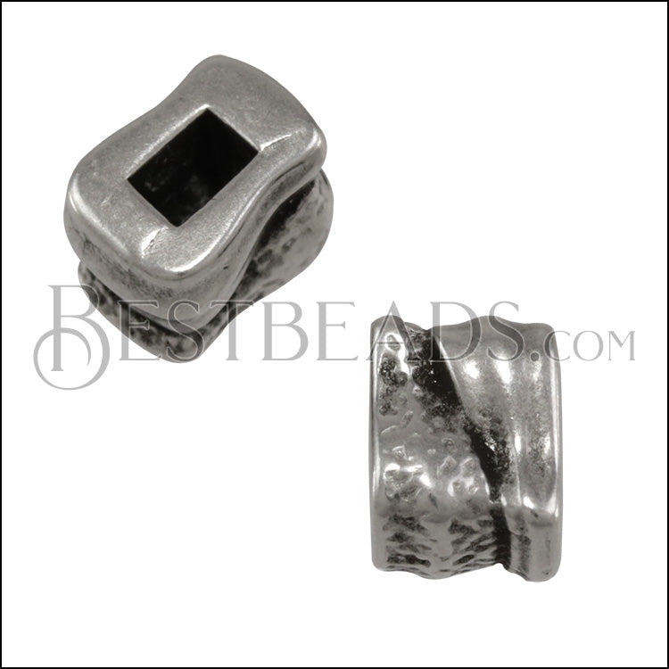 3mm flat TEXTURED BLOCK slider ANT SILVER - 10 pcs