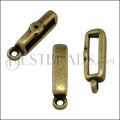10mm flat CRIMP BAR WITH RING slider ANT BRASS - 10 pcs