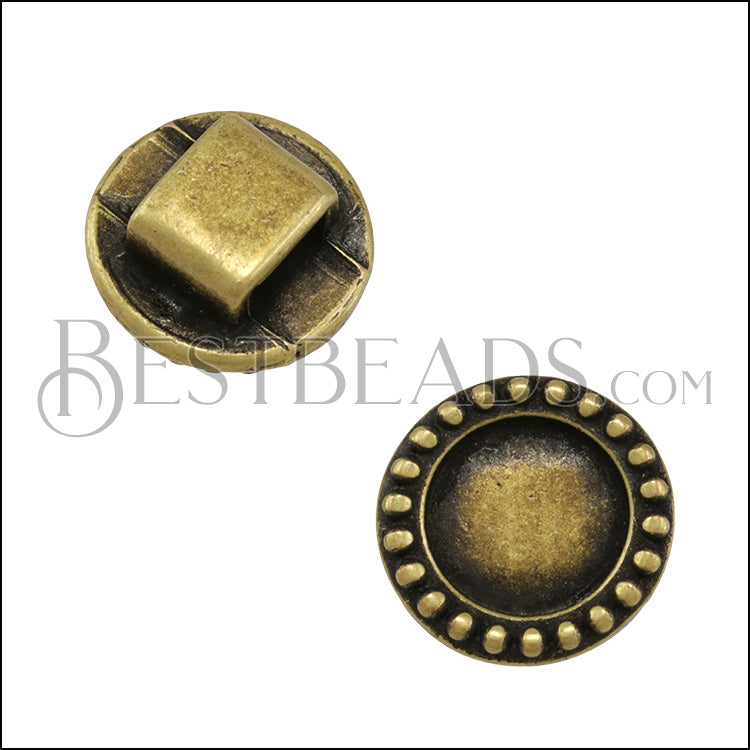 5mm Flat ROUND DOTS CABOCHON slider ANT BRASS - 10 pcs