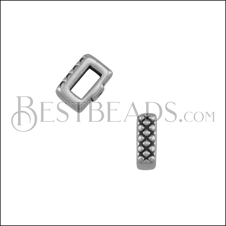 5mm flat CRIMP CROSSHATCH slider ANT SILVER - 10 pcs
