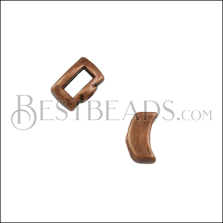 5mm flat CRIMP CRESCENT slider ANT COPPER - 10 pcs