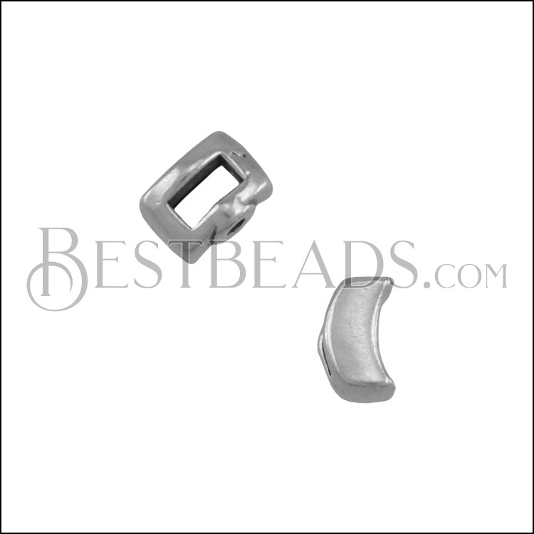 5mm flat CRIMP CRESCENT slider ANT SILVER - 10 pcs