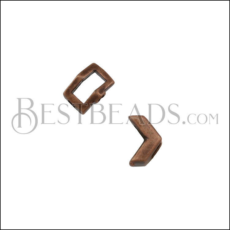 5mm flat CRIMP CHEVRON slider ANT COPPER - 10 pcs