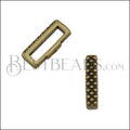10mm flat CRIMP CROSSHATCH slider ANT BRASS - 10 pcs