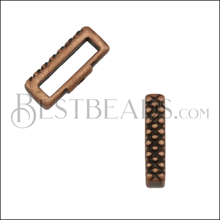 10mm flat CRIMP CROSSHATCH slider ANT COPPER - 10 pcs