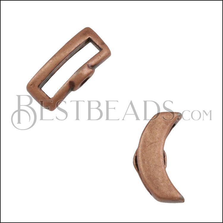 10mm flat CRIMP SMOOTH CRESCENT slider ANT COPPER - 10 pcs