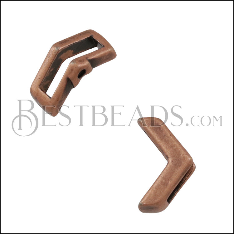 10mm flat CRIMP CHEVRON slider ANT COPPER - 10 pcs