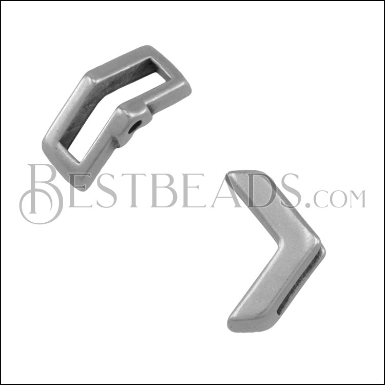 10mm flat CRIMP CHEVRON slider ANT SILVER - 10 pcs