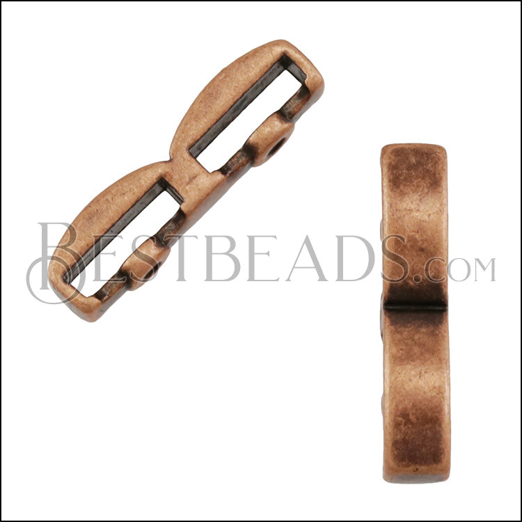 10mm flat CRIMP DOUBLE BAR slider ANT COPPER - 10 pcs