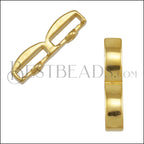 10mm flat CRIMP DOUBLE BAR slider SHINY GOLD - 10 pcs