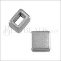 2mm round DOUBLE SQUARE slider ANT SILVER - 10 pcs