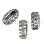 10mm flat RUSTIC ROUNDED slider ANT SILVER - 10 pcs
