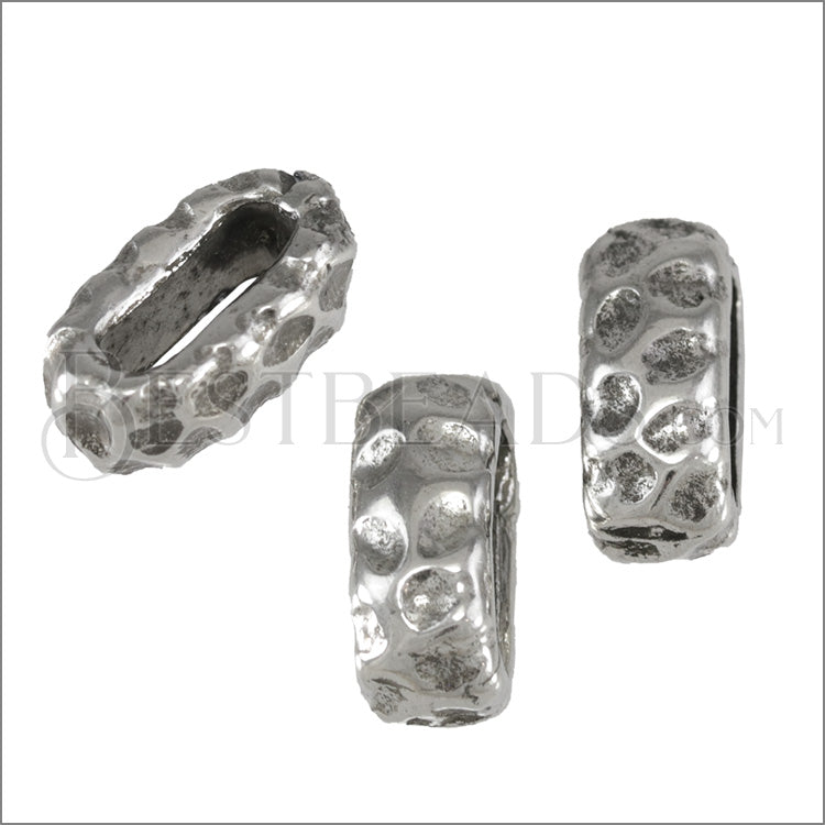 10mm flat RUSTIC ROUNDED slider ANT SILVER - 10 pcs