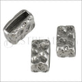 10mm flat RUSTIC RECTANGLE slider ANT SILVER - 10 pcs