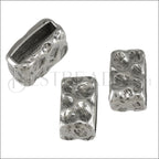 10mm flat RUSTIC RECTANGLE slider ANT SILVER - 10 pcs