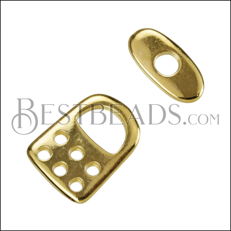 MINI 6 - Hole Toggle Clasp SHINY GOLD - 10 pcs