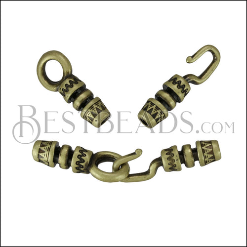 1.5mm CRIMP HOOK + LOOP clasp ANT BRASS - 10 clasps
