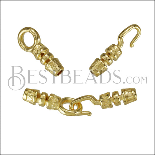 1.5mm CRIMP HOOK + LOOP clasp SHINY GOLD - 10 clasps
