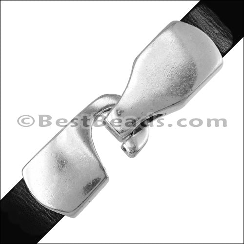 10mm flat HOOK clasp ANT SILVER - 10 clasps