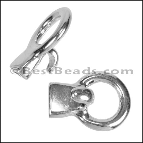 5mm flat CIRCLE HOOK clasp ANT SILVER - 5 pcs