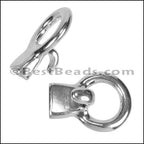 5mm flat CIRCLE HOOK clasp ANT SILVER - 5 pcs