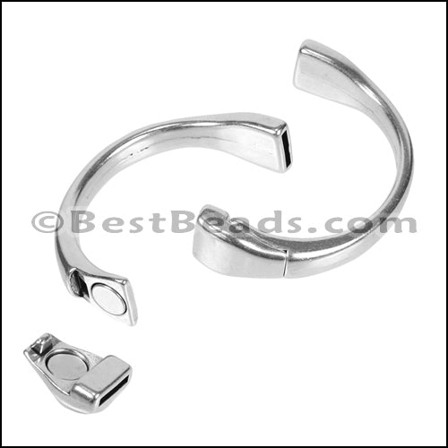 10mm flat TOP HALF - CIRCLE magnetic clasp ANT SILVER - 5 pcs