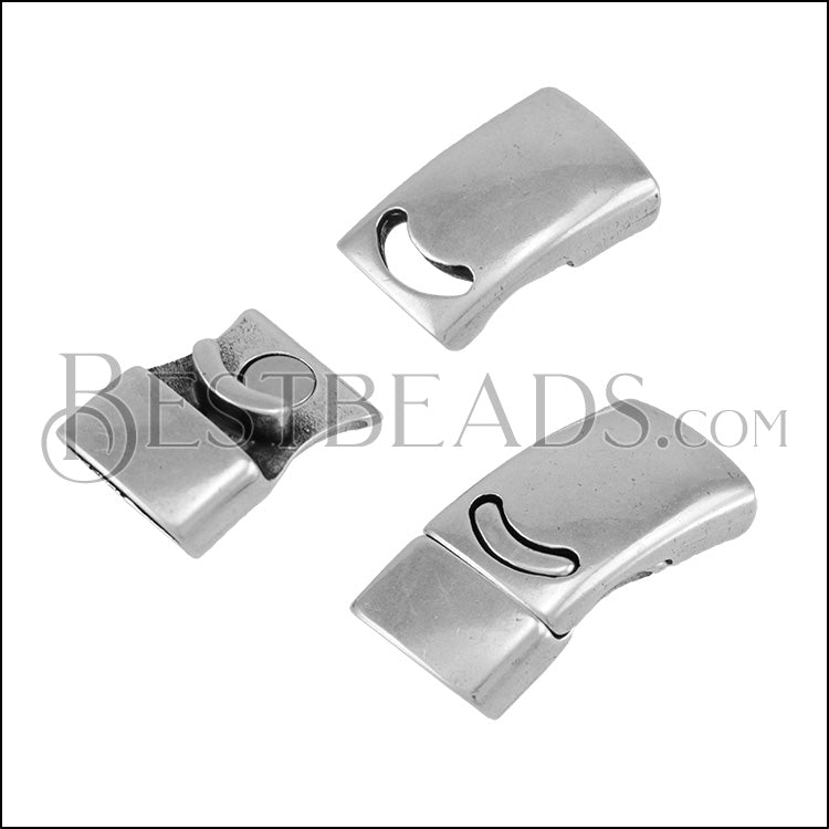 14 x 4mm PLAIN magnetic clasp ANT SILVER - 10 pcs