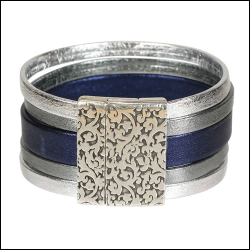 20mm flat DAMASK magnetic clasp ANT SILVER - 5 pcs