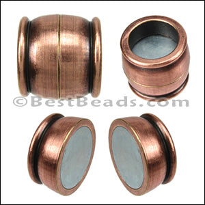 10mm round MAGNETIC clasp ANT COPPER - 10 clasps