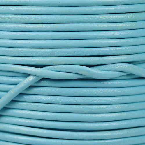 1.5mm round Indian leather - lt blue - 25m SPOOL