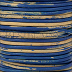 2mm round Indian leather - BLUE & NATURAL - 25m SPOOL