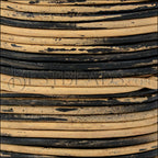 2mm round Indian leather - BLACK & NATURAL - 25m SPOOL