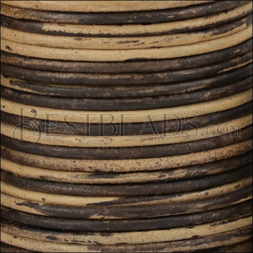 2mm round Indian leather - BROWN & NATURAL - 25m SPOOL