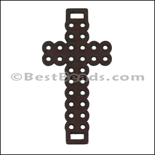 Laser Cut Leather Cross CHOCOLATE BROWN - 10 pcs