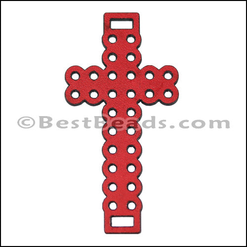Laser Cut Leather Cross RED - 10 pcs