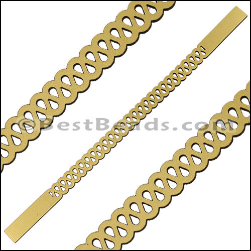 10mm Flat LASER CUT Leather Style 5 GOLD - piece