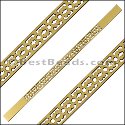 10mm Flat LASER CUT Leather Style 6 GOLD - piece
